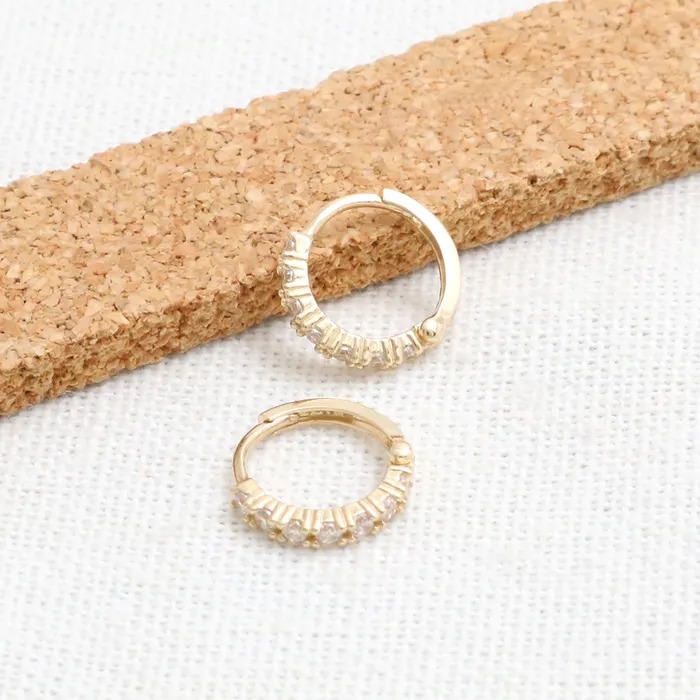 Earrings from J Shop CZ Prongs Setting Huggie Earrings