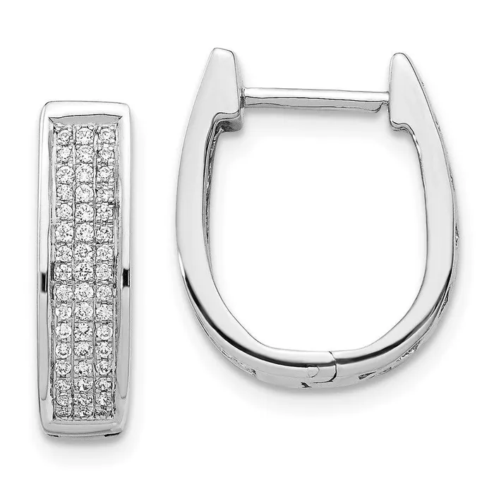 Earrings Jewelry 14K White Gold Diamond Medium Hinged Oval Hoop Earrings Earrings Jewelry 14K White Gold Diamond Medium Hinged Oval Hoop Earrings