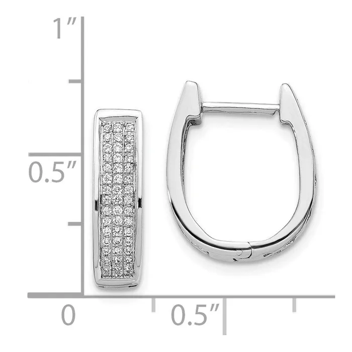Earrings Jewelry 14K White Gold Diamond Medium Hinged Oval Hoop Earrings Earrings Jewelry 14K White Gold Diamond Medium Hinged Oval Hoop Earrings