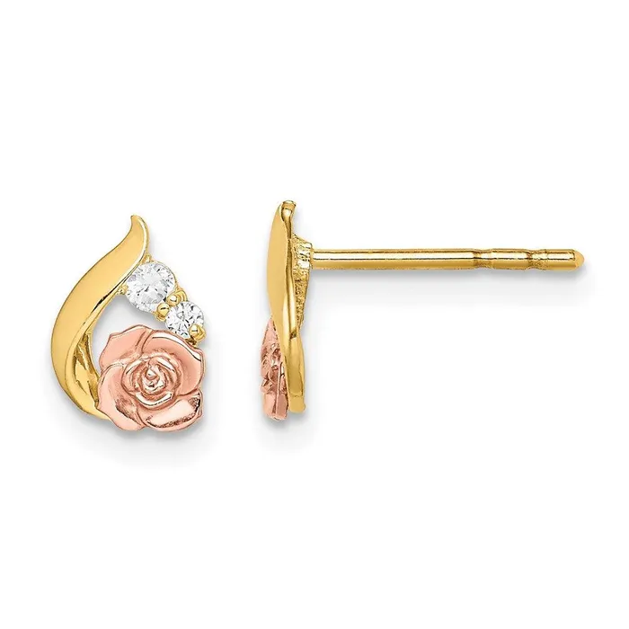 Earrings Jewelry Madi K Kids 14k TwoTone CZ Flower Post Earrings