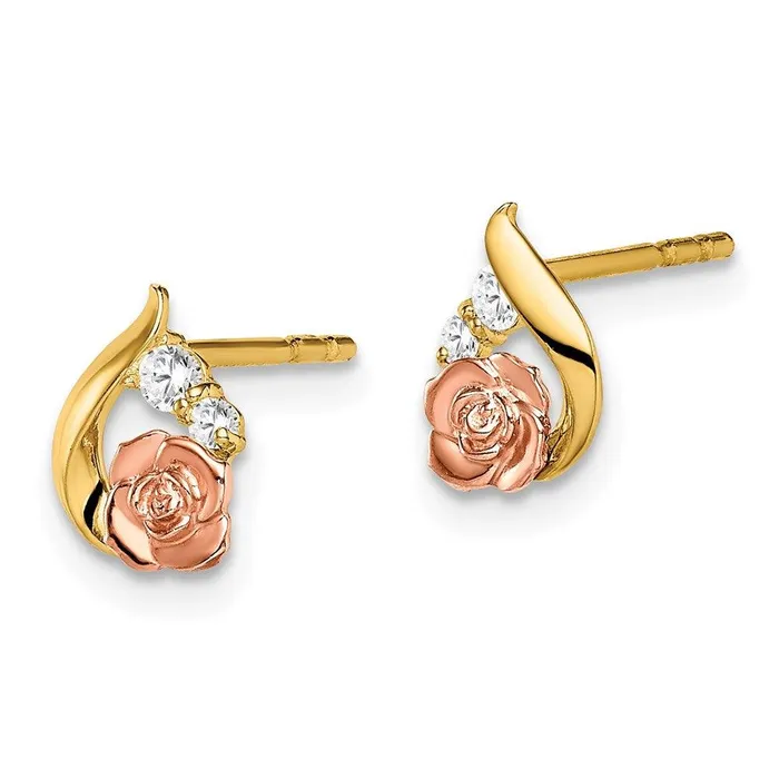 Earrings Jewelry Madi K Kids 14k TwoTone CZ Flower Post Earrings Earrings Jewelry Madi K Kids 14k TwoTone CZ Flower Post Earrings
