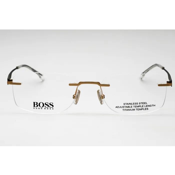 Hugo Boss Mens Eyeglasses Matte Gold Rectangular Metal Frame BOSS 1265C 0AOZ 00 Hugo Boss Earrings