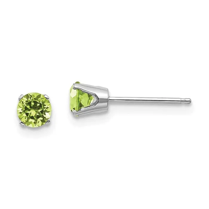Jewelry 14k White Gold 4mm Peridot Stud Earrings Earrings