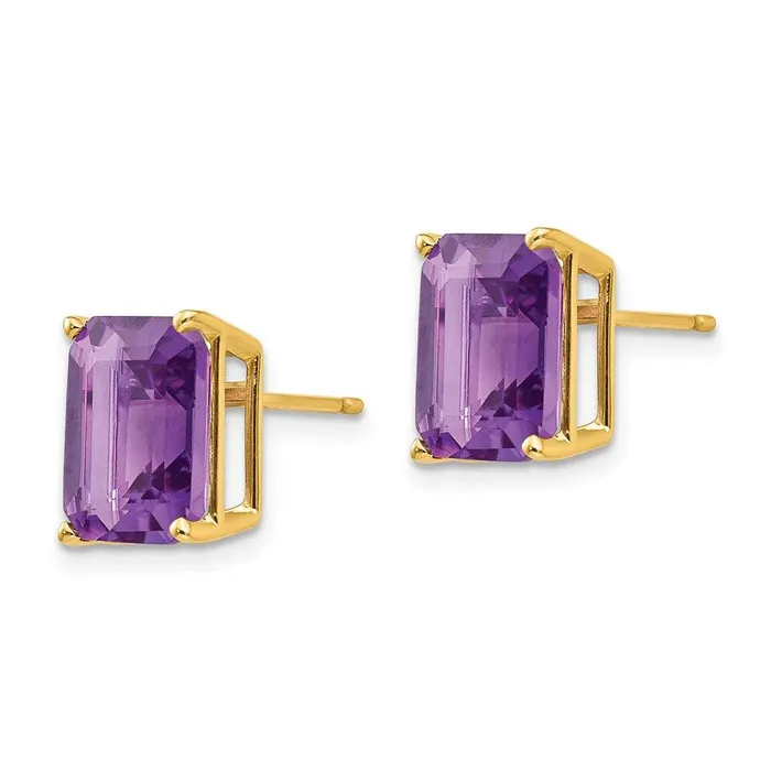 Jewelry Earrings 14k 10x8mm Emerald Cut Amethyst Earrings Jewelry Earrings 14k 10x8mm Emerald Cut Amethyst Earrings