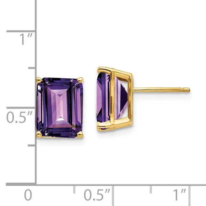 Jewelry Earrings 14k 10x8mm Emerald Cut Amethyst Earrings Jewelry Earrings 14k 10x8mm Emerald Cut Amethyst Earrings