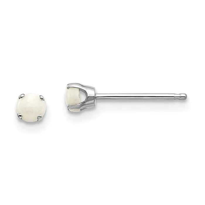 Jewelry Earrings 14k White Gold 3mm Opal Stud Earrings