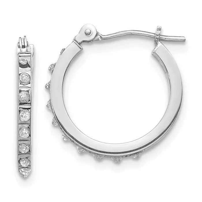 Jewelry Earrings 14k White Gold Diamond Fascination Hinged Hoop Earrings