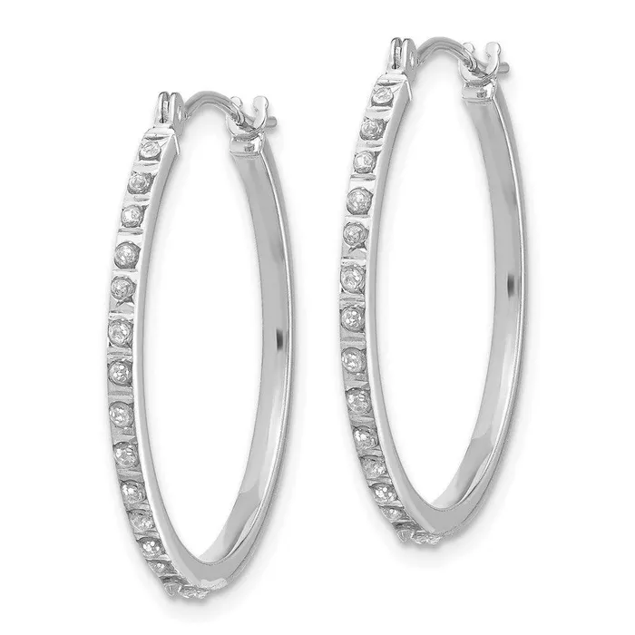 Jewelry Earrings 14k White Gold Diamond Fascination Round Hinged Hoop Earrings