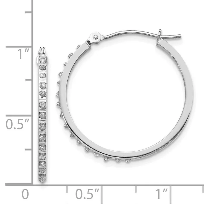 Jewelry Earrings 14k White Gold Diamond Fascination Round Hinged Hoop Earrings