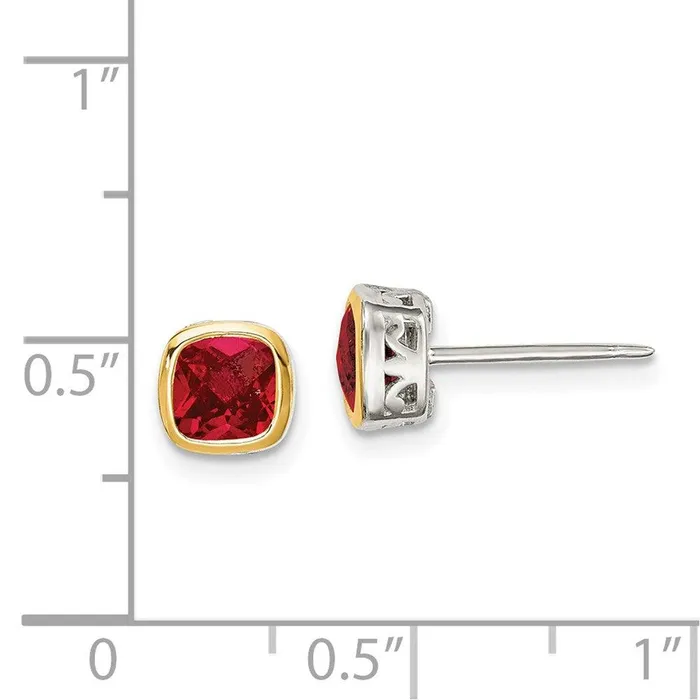 Jewelry Earrings Sterling Silver w 14K Accent Created Ruby Square Stud Earrings Jewelry Earrings Sterling Silver w 14K Accent Created Ruby Square Stud Earrings
