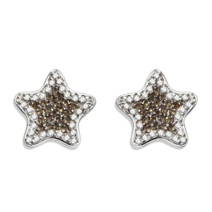 LOAS1384 Rhodium Plating 925 Sterling Silver Earrings with AAA Grade CZ in Clear and Black Alamode Earrings LOAS1384 Rhodium Plating 925 Sterling Silver Earrings with AAA Grade CZ in Clear and Black Alamode Earrings