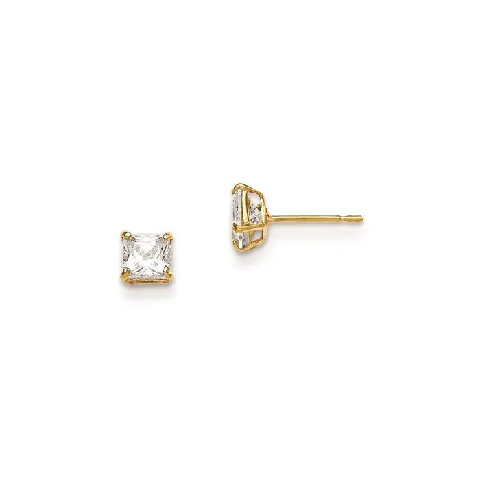 Madi K Kids 14k 4mm Square CZ Basket Set Stud Earrings Jewelry Earrings