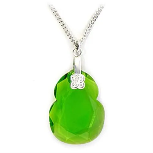 Necklaces Alamode LOA161 Rhodium Brass Chain Pendant with Synthetic Spinel in Peridot Necklaces Alamode LOA161 Rhodium Brass Chain Pendant with Synthetic Spinel in Peridot