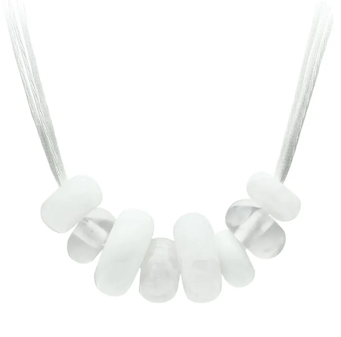Necklaces Alamode VL024 Resin Necklace with Synthetic Synthetic Stone in White Necklaces Alamode VL024 Resin Necklace with Synthetic Synthetic Stone in White