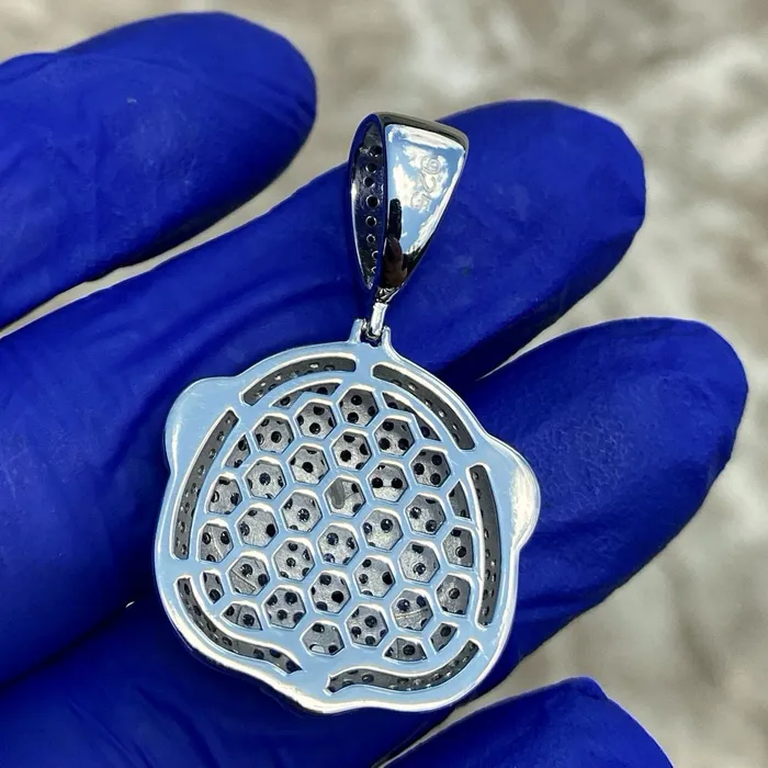Necklaces Bling Cartel Admin 925 Sterling Silver Brown Monkey Emoji Iced CZ Flooded Out Pendant