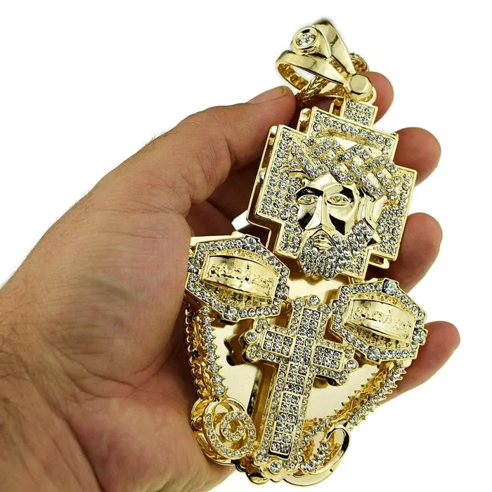 Necklaces Bling Cartel Admin Huge Jesus 3D Combo 36 Franco Chain Gold Finish Necklace