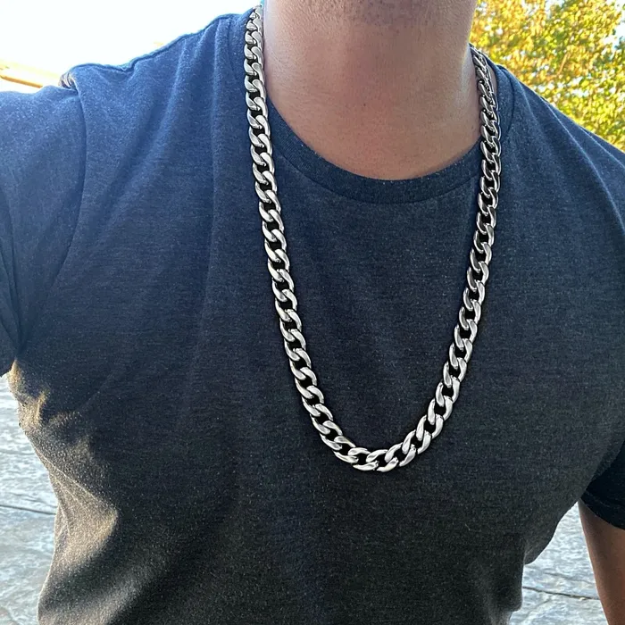 Necklaces Bling Cartel Admin Mens Cuban Link Stainless Steel Chain Necklace 12MM 30