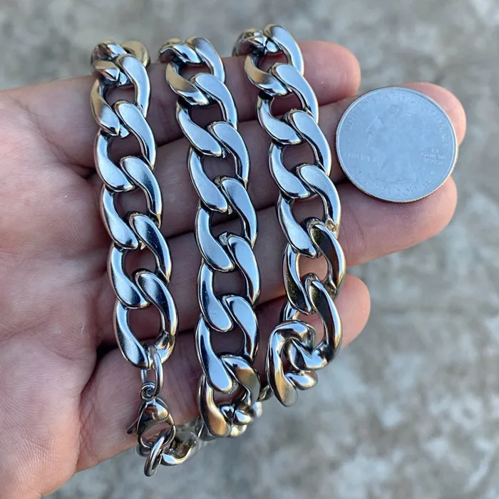 Necklaces Bling Cartel Admin Mens Cuban Link Stainless Steel Chain Necklace 12MM 30