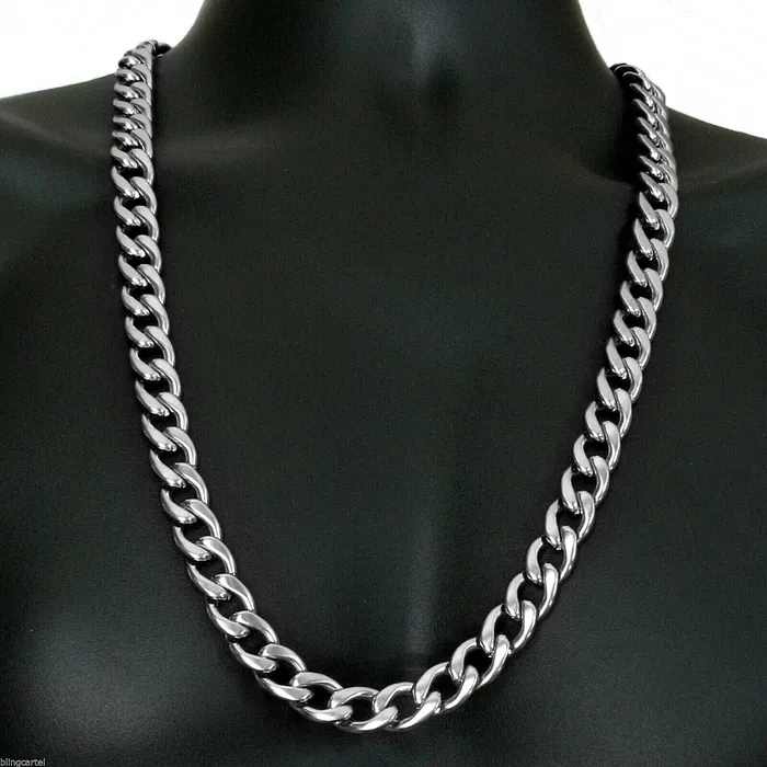 Necklaces Bling Cartel Admin Mens Cuban Link Stainless Steel Chain Necklace 12MM 30