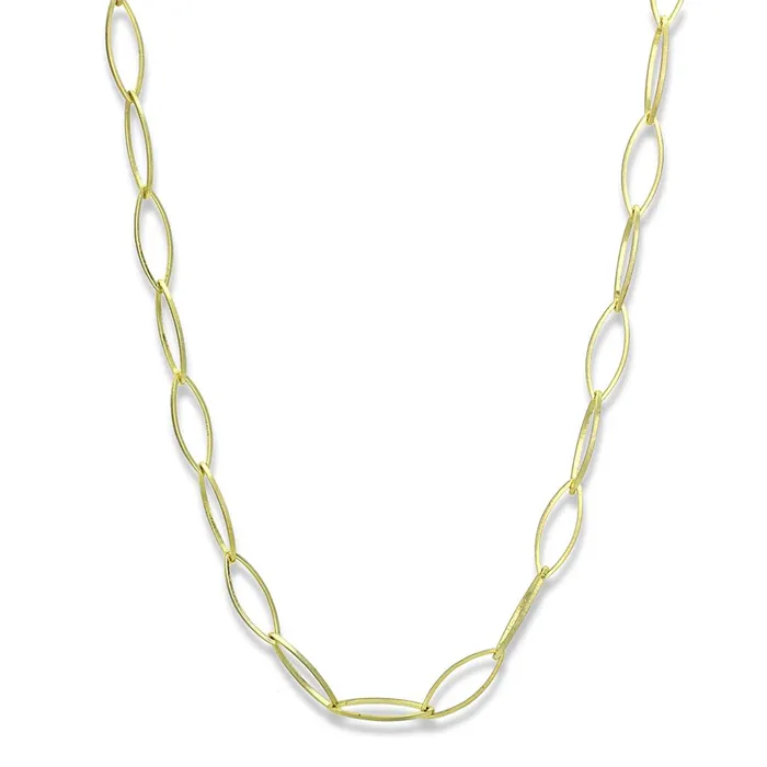 Necklaces LO3721 Gold Brush Brass Necklace with No Stone Alamode
