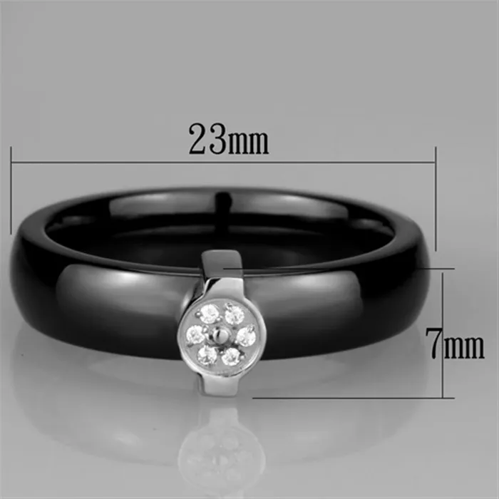 Rings 3W959 High polished no plating Stainless Steel Ring with Ceramic in Jet Alamode