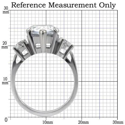 Rings Alamode TK076 High polished no plating Stainless Steel Ring with AAA Grade CZ in Clear