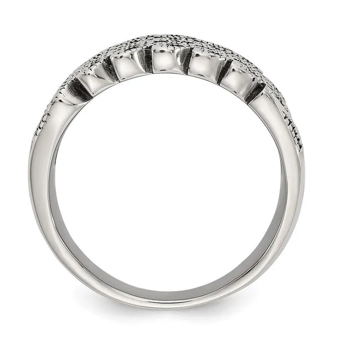 Rings Chisel Stainless Steel Polished and Antiqued Marcasite Ring Rings Chisel Stainless Steel Polished and Antiqued Marcasite Ring