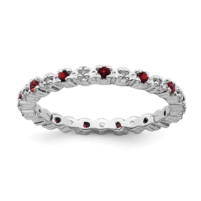 Rings Stackable Expressions Sterling Silver Stackable Expressions Garnet Diamond Ring QSK532