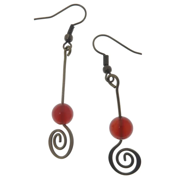 Satin Crystals Earrings Carnelian Earrings Party Star Stone Love Spiral