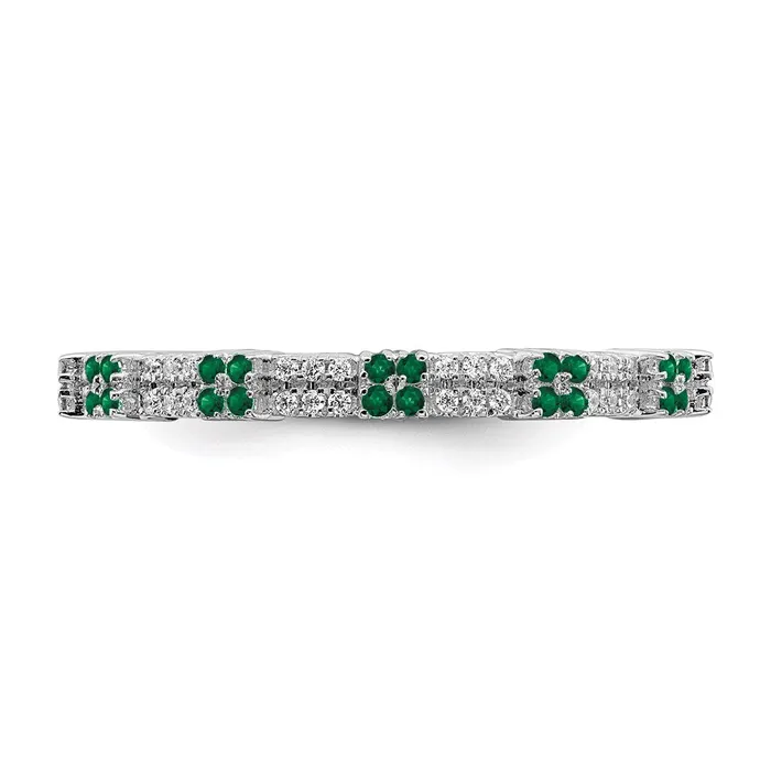 Stackable Expressions Rings Sterling Silver Stackable Expressions Created Emerald Diamond Ring QSK2152
