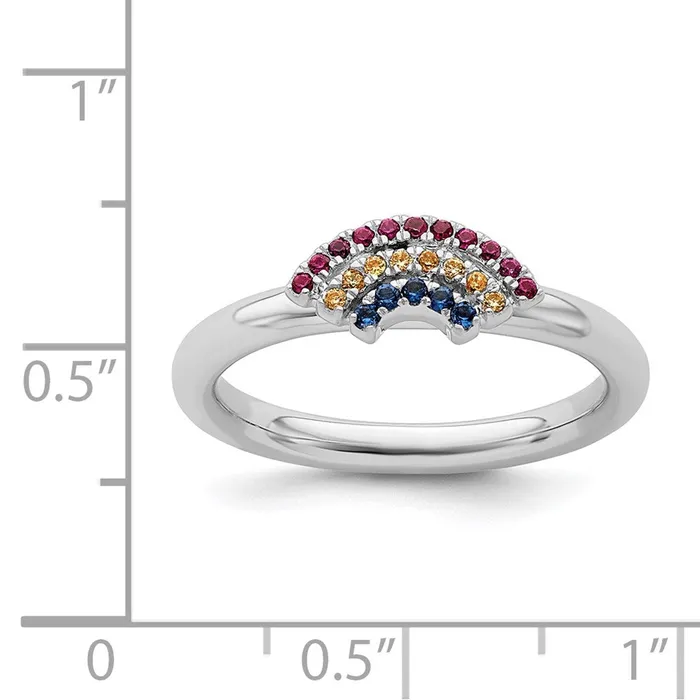 Stackable Expressions Rings Sterling Silver Stackable Expressions Rainbow Ring QSK2166