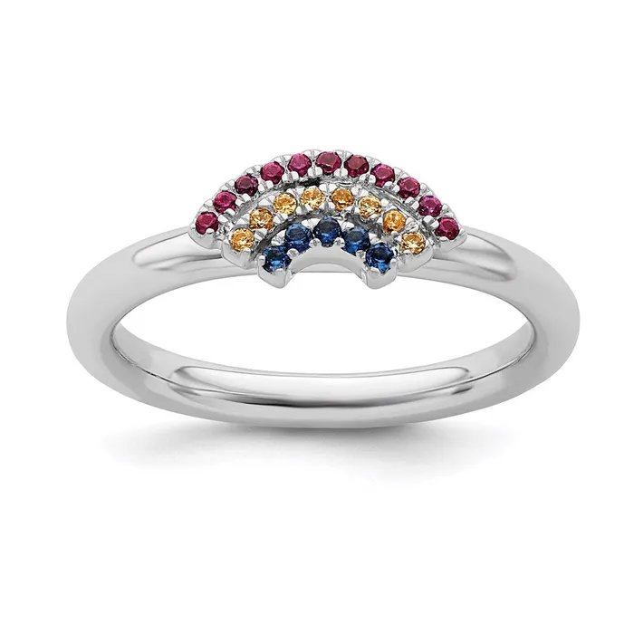Stackable Expressions Rings Sterling Silver Stackable Expressions Rainbow Ring QSK2166