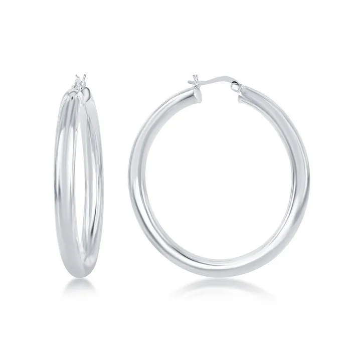 Sterling Silver HighPolished Hoop Earrings 5 x 50 mm Classic Earrings