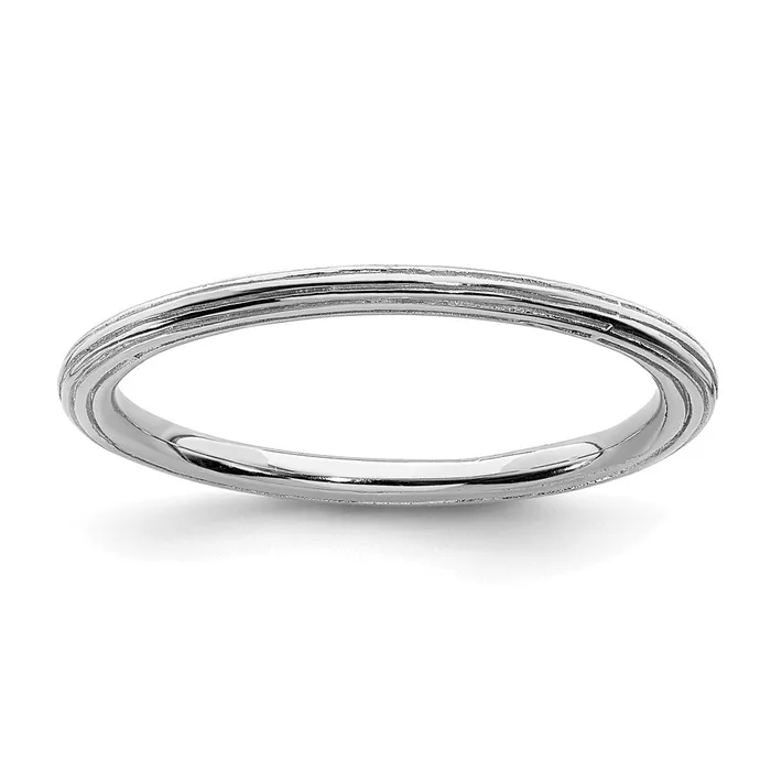 Sterling Silver Stackable Expressions Rhodium Stepdown Ring QSK183 Stackable Expressions Rings