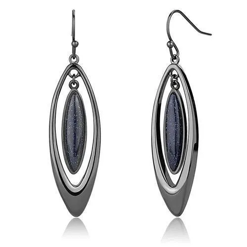 TK2577 IP Light Black IP Gun Stainless Steel Earrings with Blue Sand in Montana Alamode Earrings TK2577 IP Light Black IP Gun Stainless Steel Earrings with Blue Sand in Montana Alamode Earrings