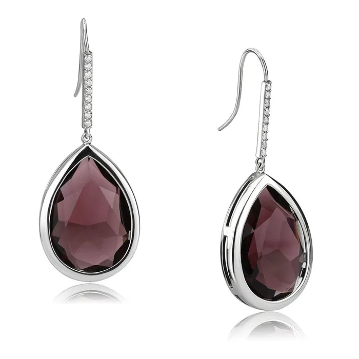 TK3647 High polished no plating Stainless Steel Earrings with Top Grade Crystal in Amethyst Alamode Earrings TK3647 High polished no plating Stainless Steel Earrings with Top Grade Crystal in Amethyst Alamode Earrings