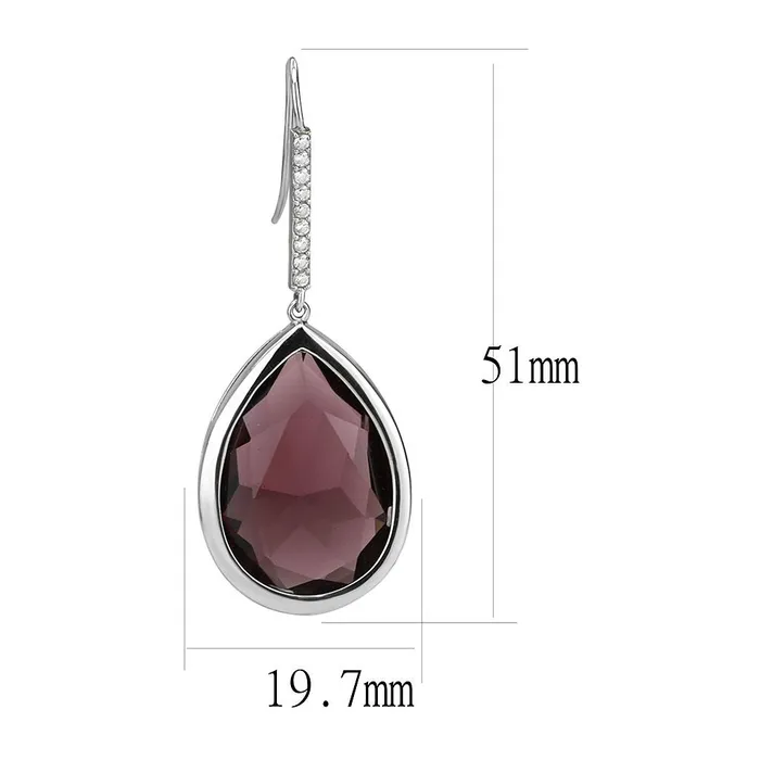 TK3647 High polished no plating Stainless Steel Earrings with Top Grade Crystal in Amethyst Alamode Earrings
