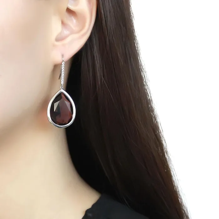 TK3647 High polished no plating Stainless Steel Earrings with Top Grade Crystal in Amethyst Alamode Earrings