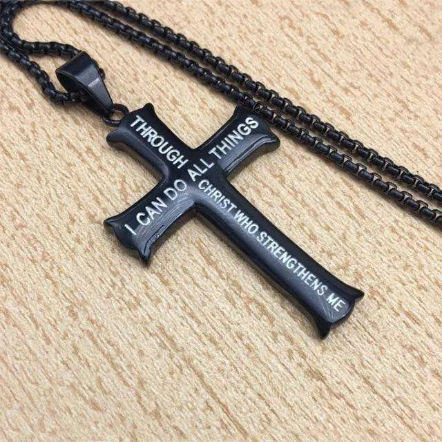 VVS Jewelry Necklaces Mens GoldSilver Stainless Steel Cross Jesus Piece Necklace Bible Verse With Curb Chain