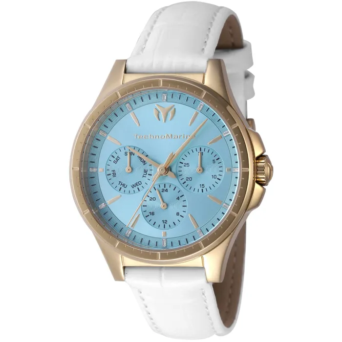 Watches TechnoMarine Technomarine Womens Watch Moonsun Quartz Light Blue Dial White Strap TM822061 Watches TechnoMarine Technomarine Womens Watch Moonsun Quartz Light Blue Dial White Strap TM822061