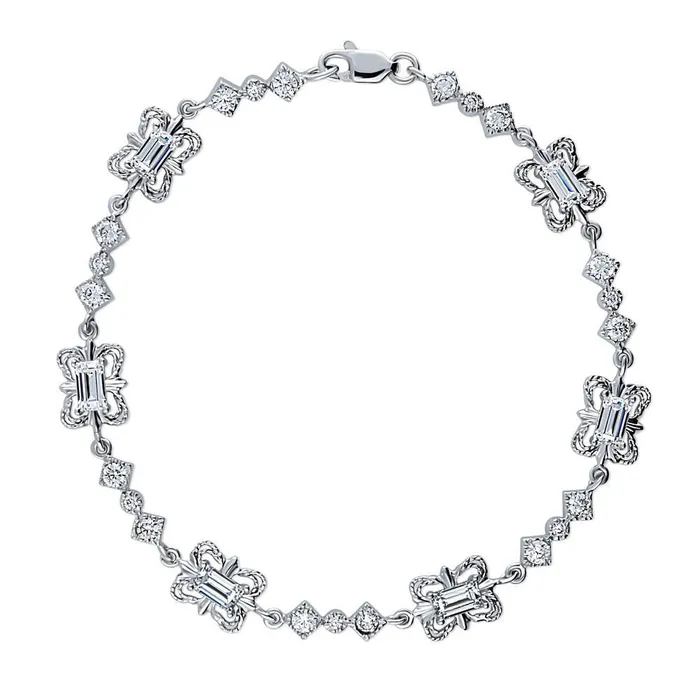 Art Deco CZ Chain Bracelet in Sterling Silver BERRICLE Bracelets
