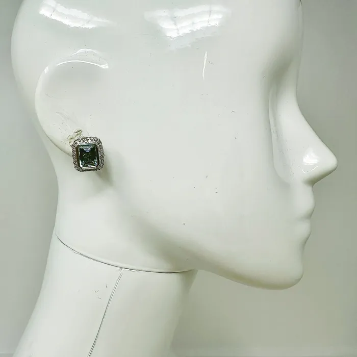 Barry Kronen Earrings Barry Kronen 18K White Gold Earrings with Aquamarine and Diamonds