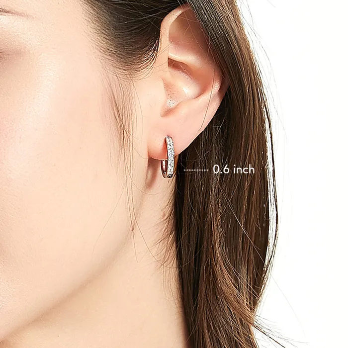 BERRICLE Earrings Bar CZ Medium Hoop Earrings in Sterling Silver