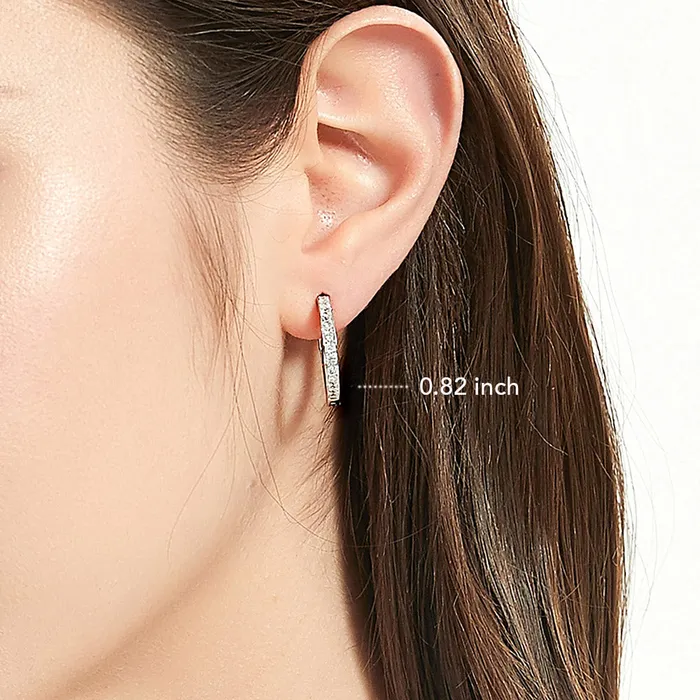 BERRICLE Earrings Bar CZ Medium Hoop Earrings in Sterling Silver