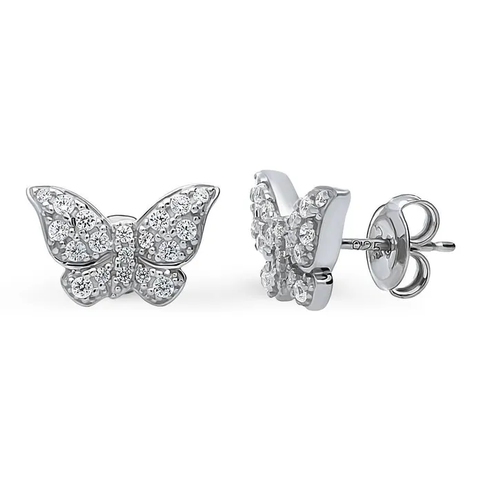 BERRICLE Earrings Butterfly CZ Stud Earrings in Sterling Silver