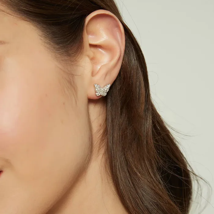 BERRICLE Earrings Butterfly CZ Stud Earrings in Sterling Silver