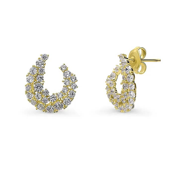 BERRICLE Earrings Cluster Wrap CZ Stud Earrings in Sterling Silver