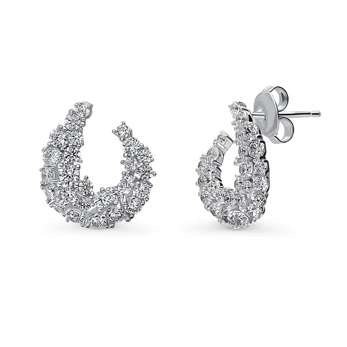 BERRICLE Earrings Cluster Wrap CZ Stud Earrings in Sterling Silver