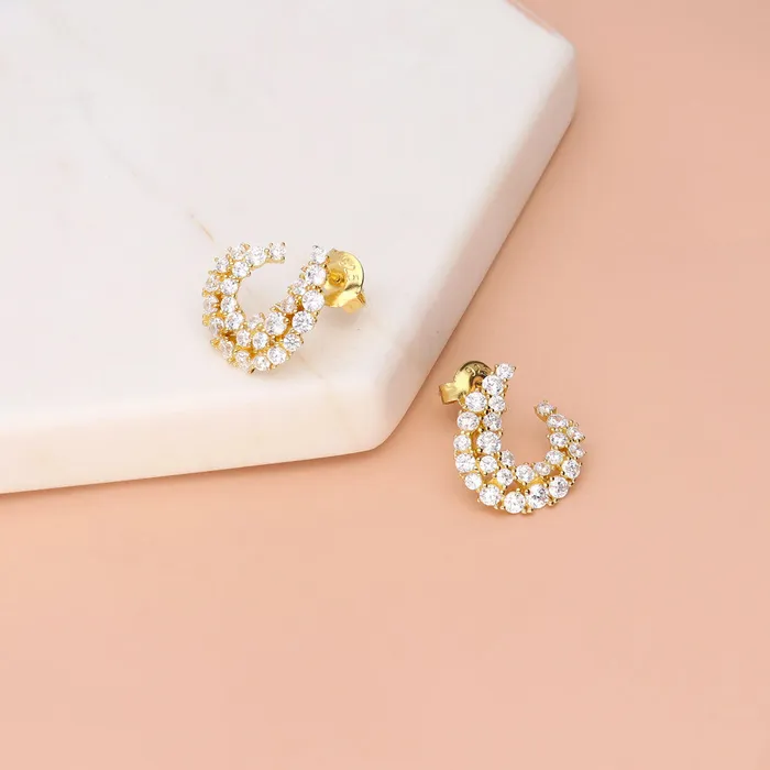 BERRICLE Earrings Cluster Wrap CZ Stud Earrings in Sterling Silver