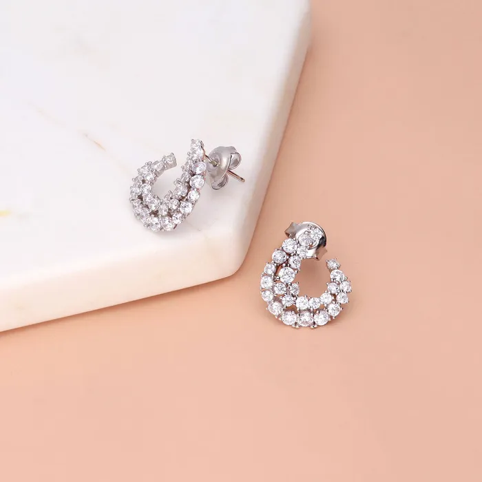 BERRICLE Earrings Cluster Wrap CZ Stud Earrings in Sterling Silver
